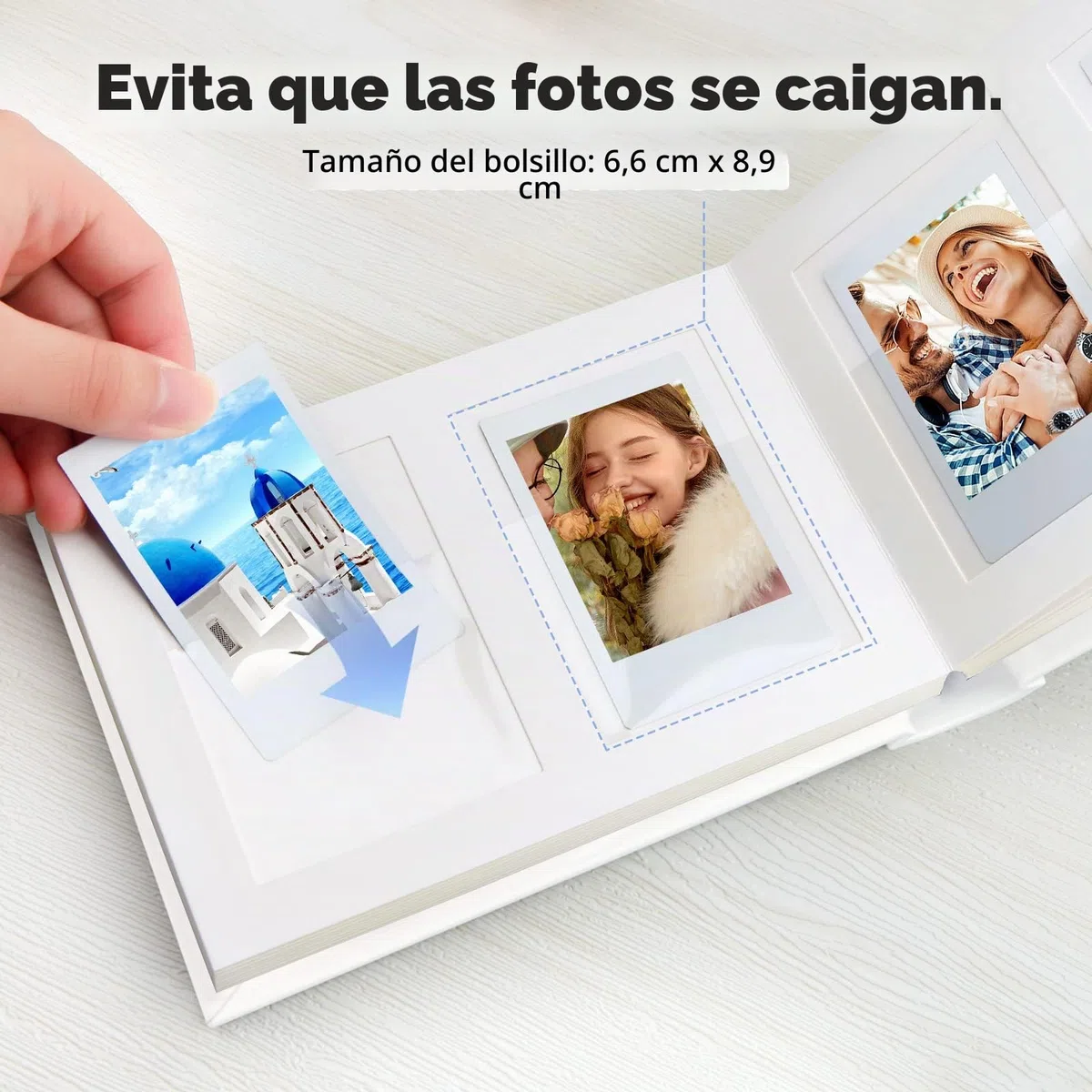 Álbum de fotos de 64 bolsillos con espacio de escritura, ventana frontal, Álbum de fotos Polaroid de 3 pulgadas, HP Sprocket, tarjetas fotográficas K-pop (Blanco)