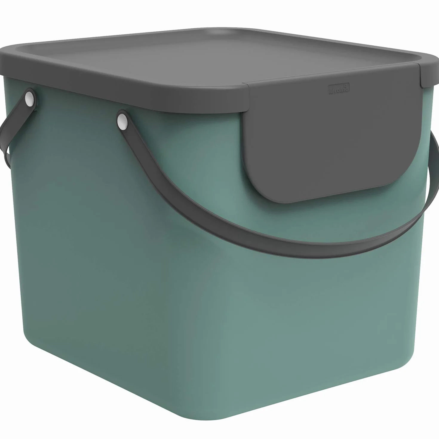 Rotho Albula - Sistema de Separación de Residuos 40 L para la Cocina, Plástico (PP) sin BPA, Verde Oscuro/Gris Antracita, 40 L (40.0 x 35.8 x 34.0 cm)