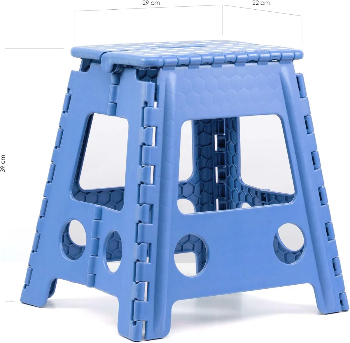 EasySpeed Taburete Plegable,(29x22x39cm) Antideslizante Banco Plegable Portatil,Capacidad de Carga 150kg Banqueta Plegable, Hecho de Material Plástico PVC, Cocina, El Baño o El Dormitorio,Azul