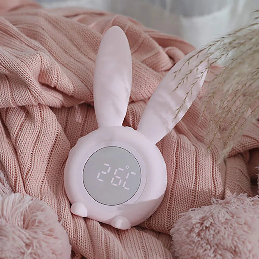 FBGood - Reloj Despertador de luz con diseño de Conejo, lámpara de Noche y luz Nocturna, lámpara de Reloj electrónico de Banda con Dibujo Creativo Digital
