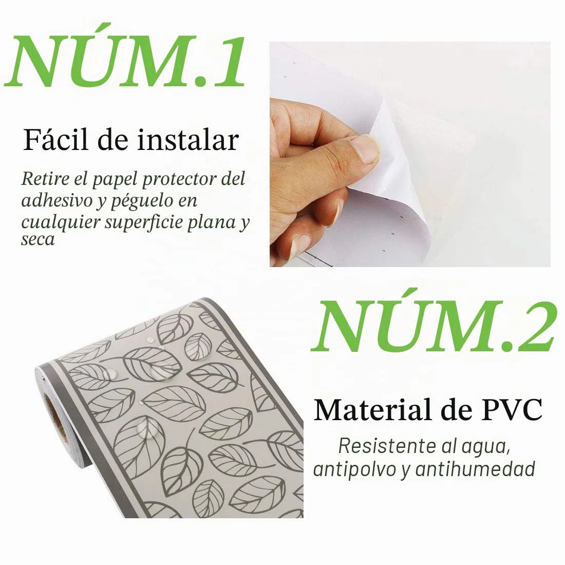 Sourcingmap,Cenefa de papel de pared autoadhesiva, revestimiento de PVC, bordes de suelo para cocina, baño, dormitorio, Gris Negro, Leaves Pattern