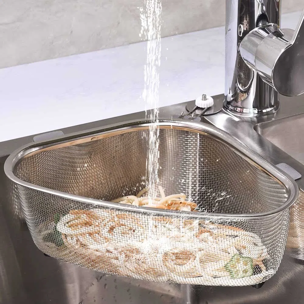 Cesta filtrante para fregadero, Escurridor de filtro colgante, cesta drenaje triangular acero inoxidable for fregadero cocina, colador alimentos