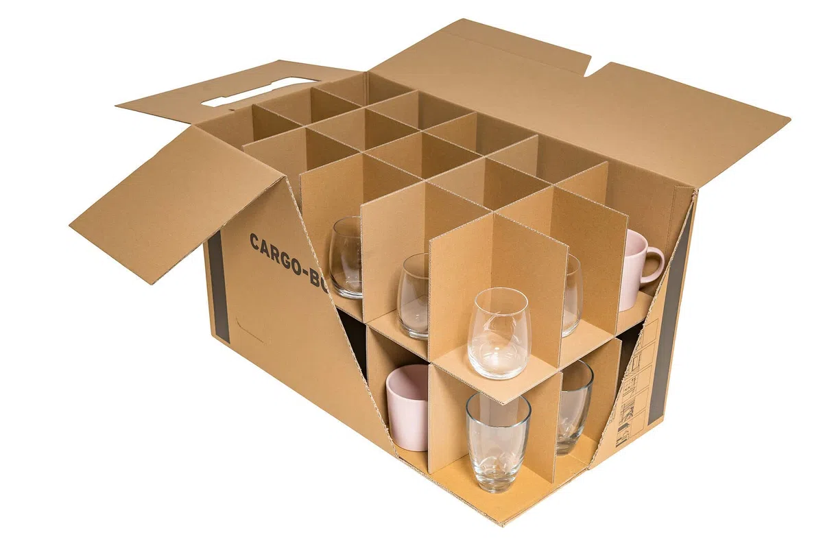 karton-billiger - 10 cajas para vasos, tazas y botellas - 15-30 compartimentos