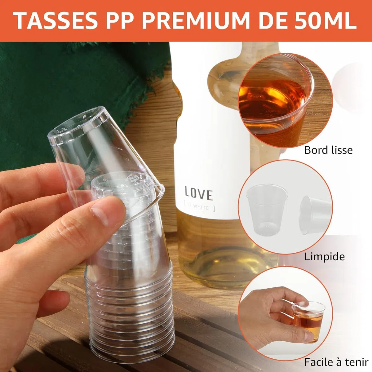 SENENQU 300 Piezas Vasos Plástico Duro Transparentes 50 ml, Vasos de Plástico para Chupito, Degustación, Cócteles, Postres, Fiestas, Bodas y Catering Familiar