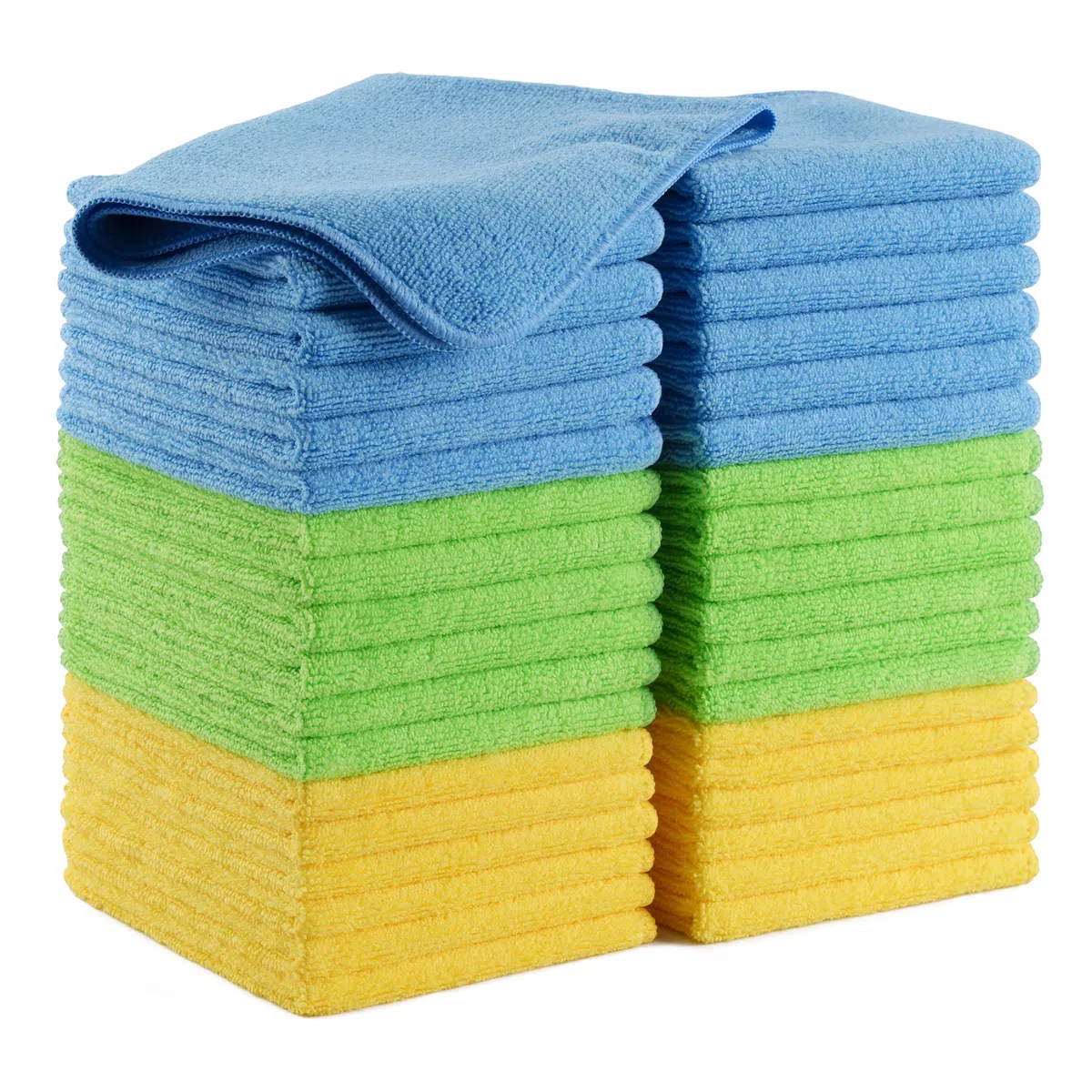 Polyte - Paño de Limpieza de Microfibra - Azul, Verde, Amarillo - 31 x 41 cm - Pack de 36