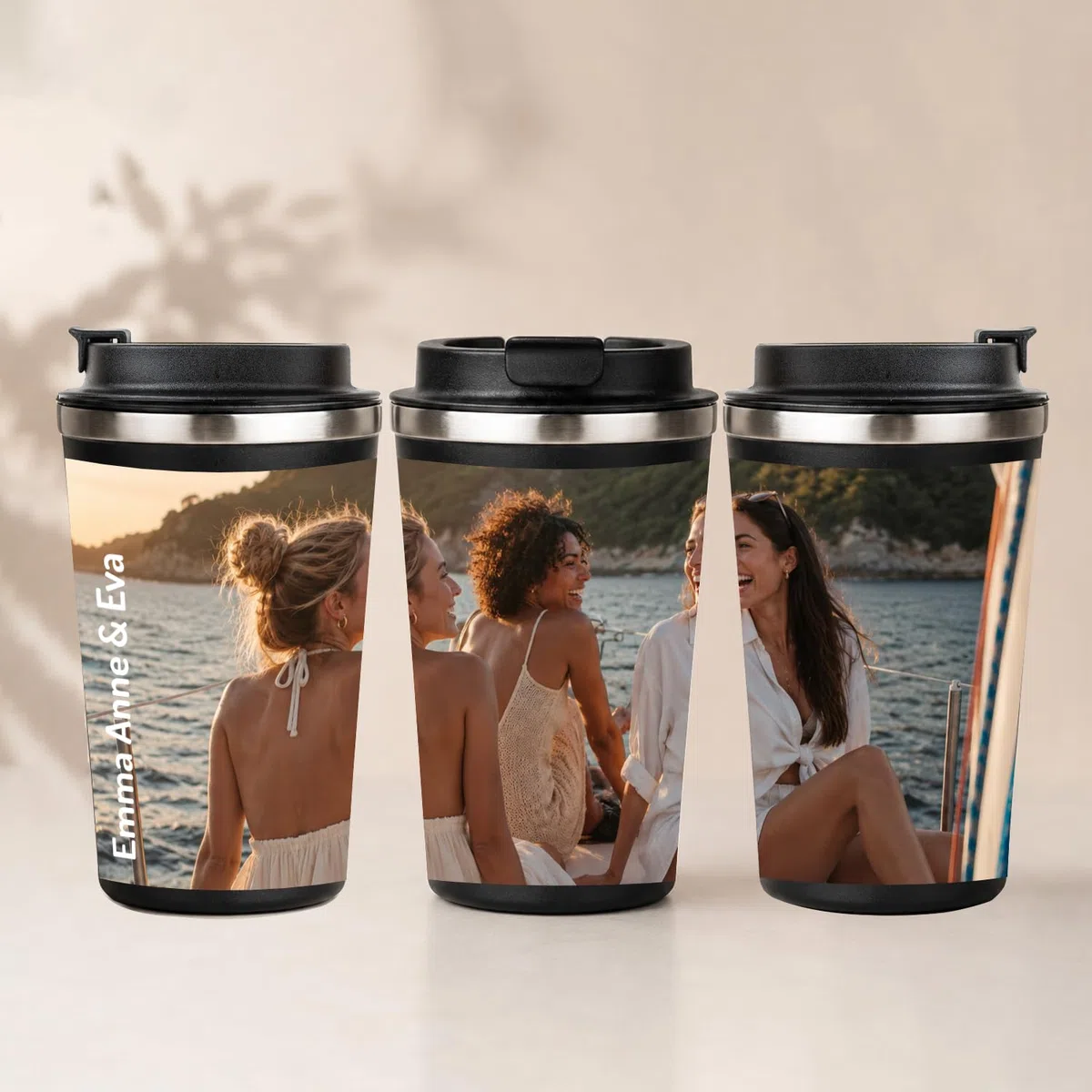 Wanapix | Termo Café Personalizado 350 ml| Vaso Térmico Negro Acero
