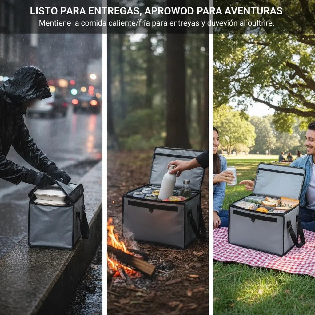 Mochila Entrega Comida Impermeable, Bolsa Térmica Aislada para Entrega, con Base, 30 litros (40 * 30 * 30cm)