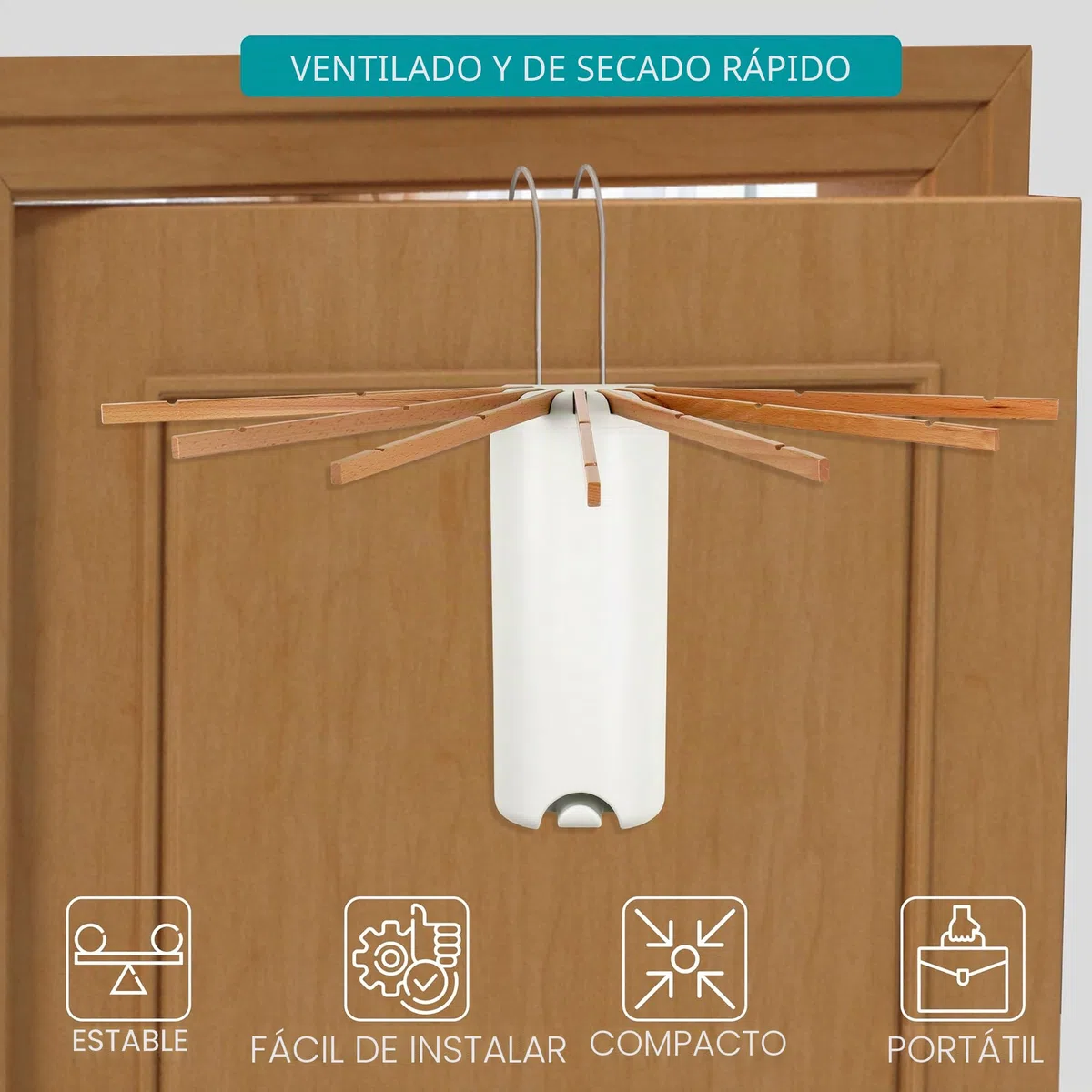 BELLE VOUS Tendedero Plegable de Pared - Tenderete Retractil con Brazos Colgantes de Madera para Secar Ropa en Interior o Exterior - Tendal Colgador Retráctil Extensible
