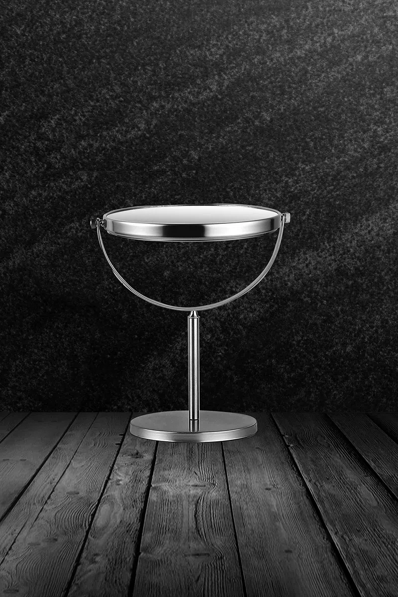 Exclusivo Espejo cosmético de Acero Inoxidable con 5 aumentos | Baño Lámpara LED Maquillaje Espejo de vanidad Espejo de Mesa WC (Acero Inoxidable (Cepillado), 5X)
