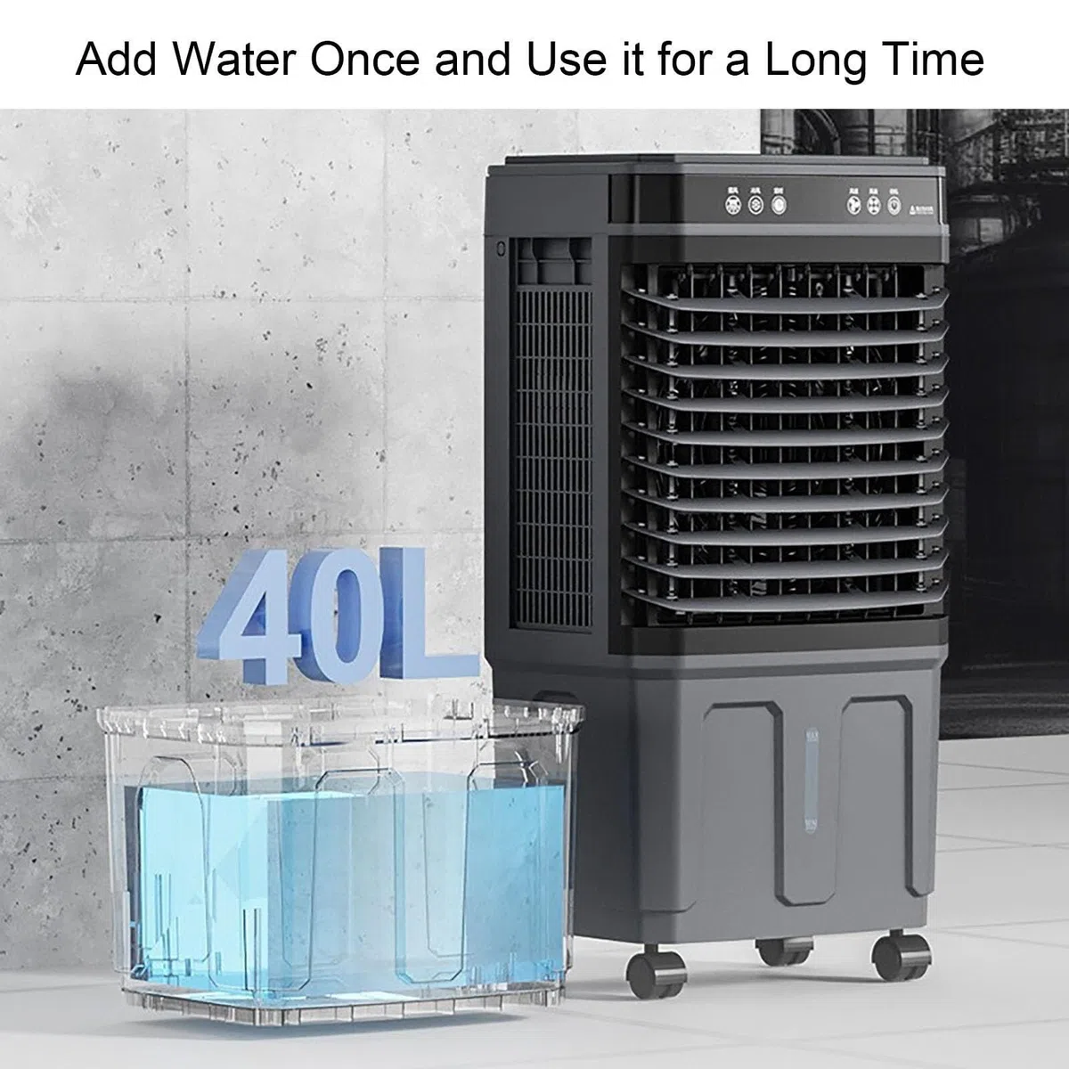 Aire acondicionado portátil, pingüino aire acondicionado sin tubo frío con temporizador para la habitación con motor de cobre puro, ventilador de refrigeración con mando a distancia, tres niveles de