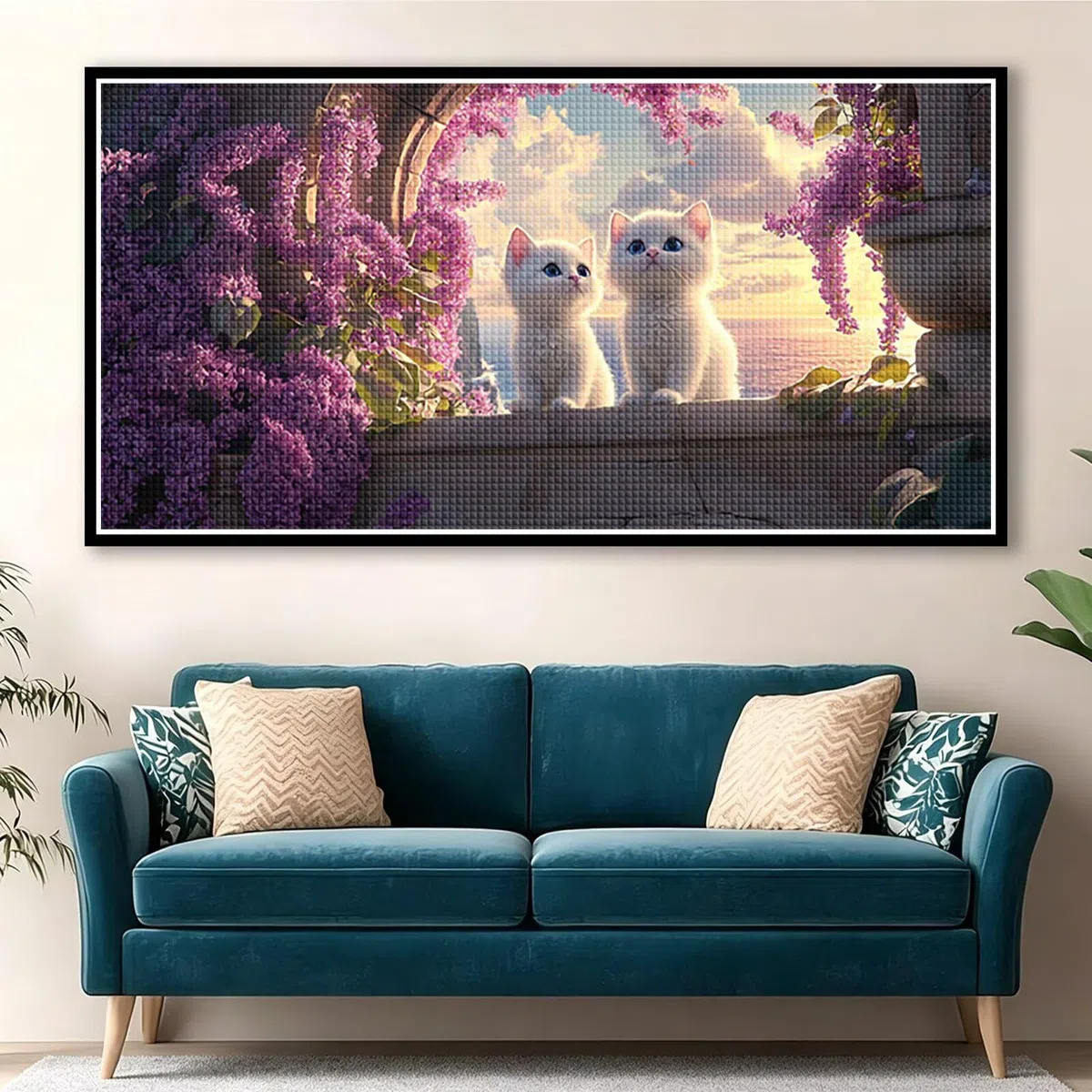 Diamond Painting Adultos Flor Pintura Diamante, Gato Diamond Painting 5D Completo, DIY Cuadrado Cristal Bordado Punto de Cruz Cuadros de Diamantes para Decoracion Hogar, Regalo Mujer 160x80cm 0J-744