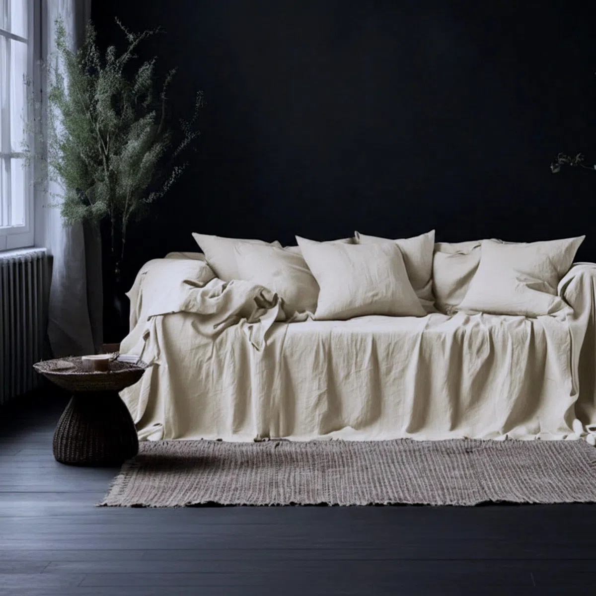 L'Emporio Casa Tela para sofá o cama, de tela gruesa y robusta, de algodón Panamá, 160 x 260 x 280 cm, 360 x 280 cm, tamaño maxi, sábana cubretodo de algodón, Granfoulard Made Italy (crudo, 360 x 280)