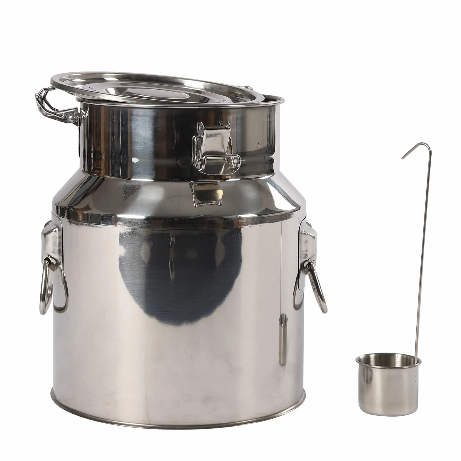Jarra de leche de acero inoxidable 201, hermética, con 1 bolsa de transporte de vino, cubo de leche, jarra de té, bidón de té, multifuncional, con junta de silicona, resistente (14 L)