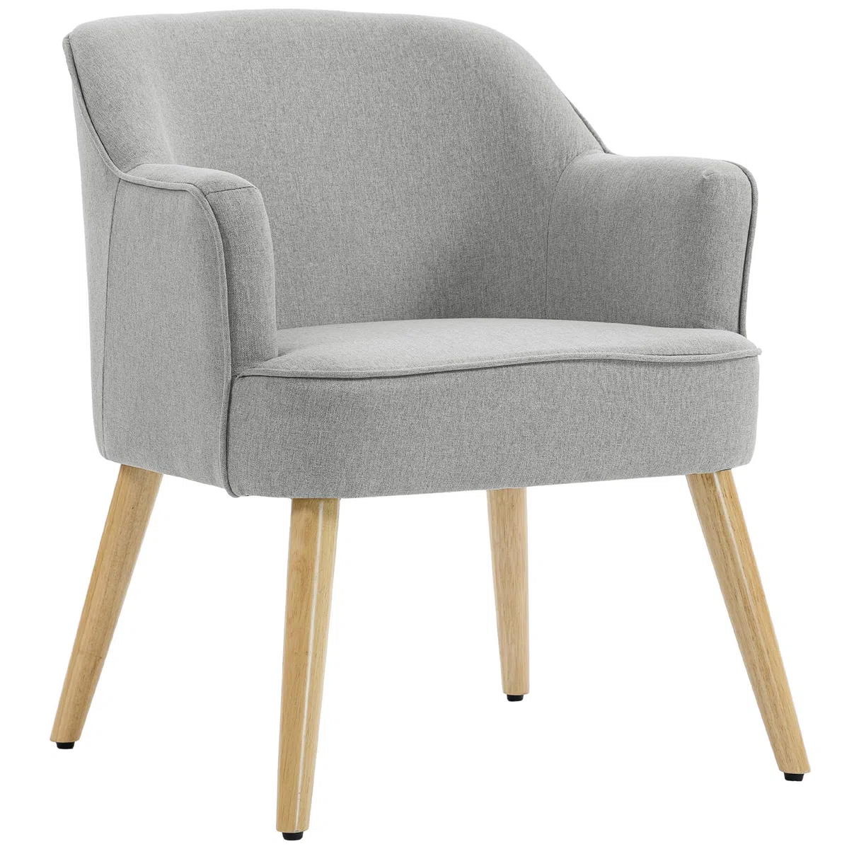 HOMCOM Butaca de Salón Moderna en Lino con Patas de Madera 120kg Gris Claro | Sillón Lectura Tapizado, Reposabrazos Acolchado Grueso, Almohadillas Ajustables, para Dormitorio Oficina Estudio