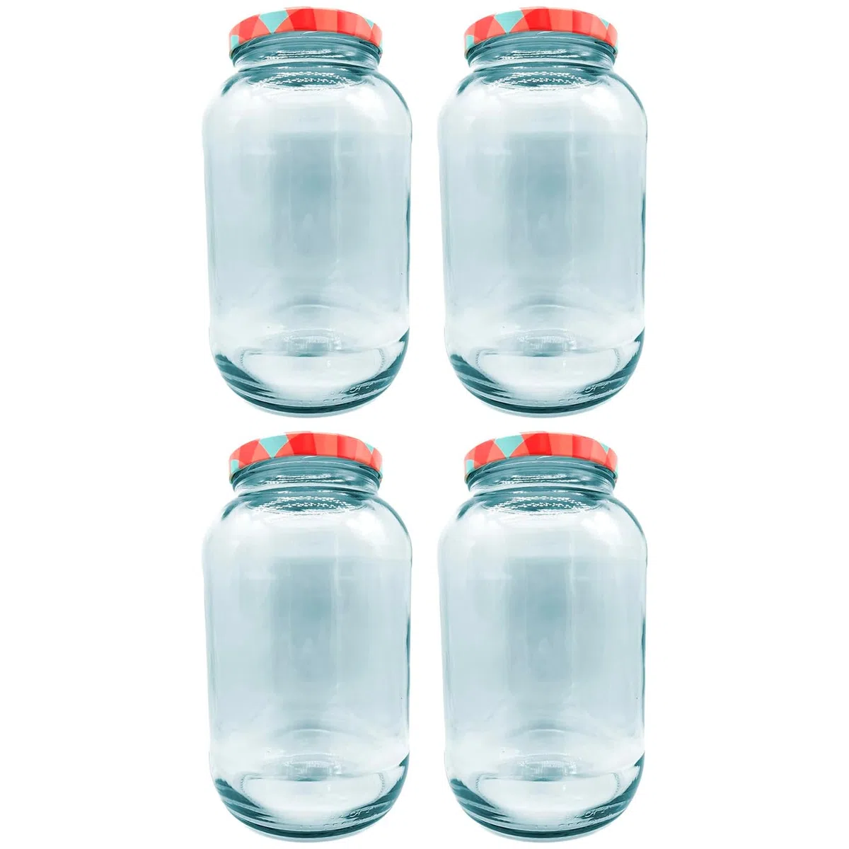 Acan Tradineur - Pack de 4 Botes Multiusos con Tapa de Rosca - Fabricado en Vidrio - Ideal para Mermelada, Miel, Frutos Secos, Especias - Ø 16 x 25,5 cm - 4 L