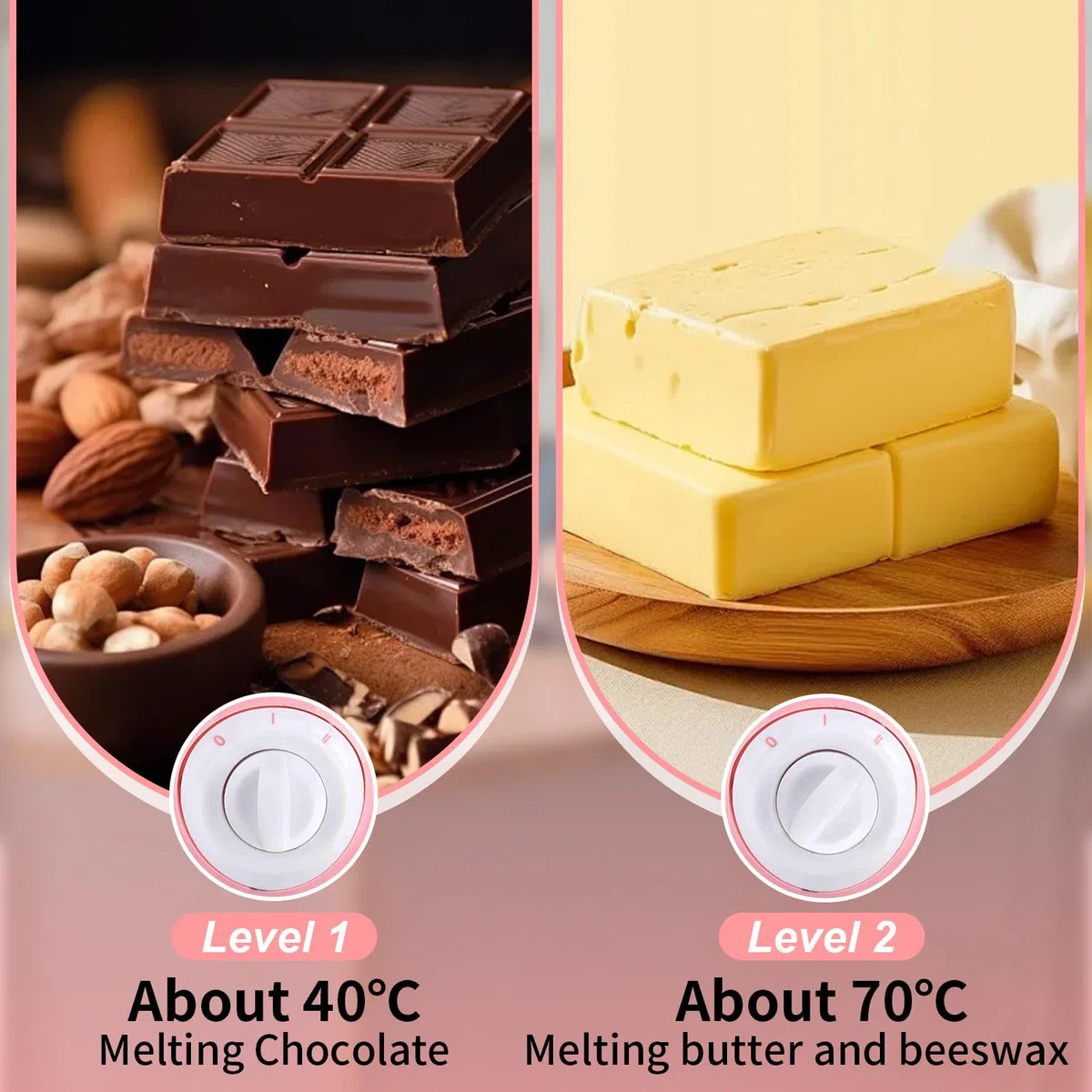 Olla Para Derretir Chocolate Eléctrica, derretidora de chocolate eléctrica, olla para derretir dulces para tienda en casa fondue de chocolate (Rosa)