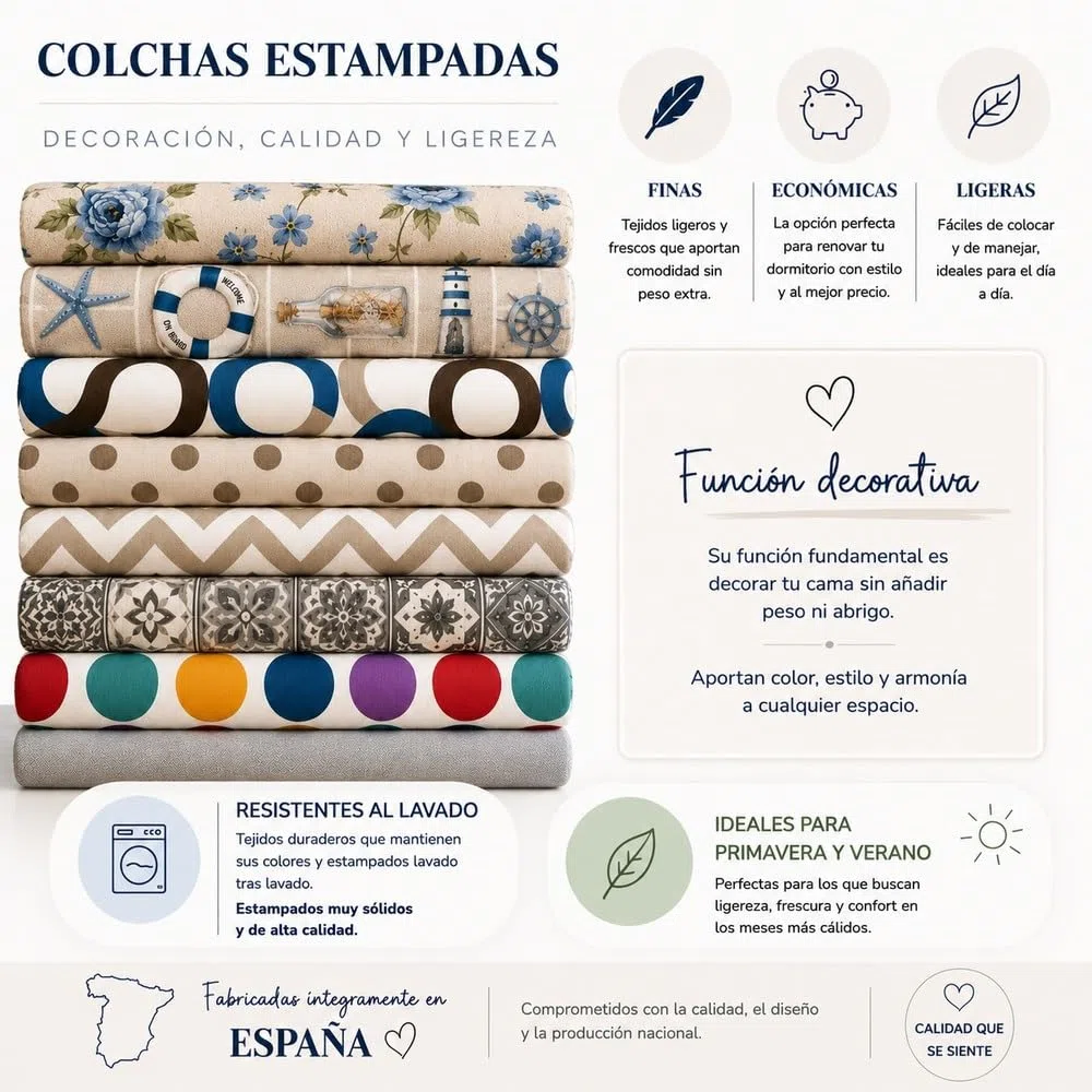 SABANALIA - Colcha Cama 200 | Estampada Stone | 50% Algodón - 50% Poliéster | Cubrecama Primavera y Verano | Disponible en Varios Tamaños y Colores | (300x280) | Gris