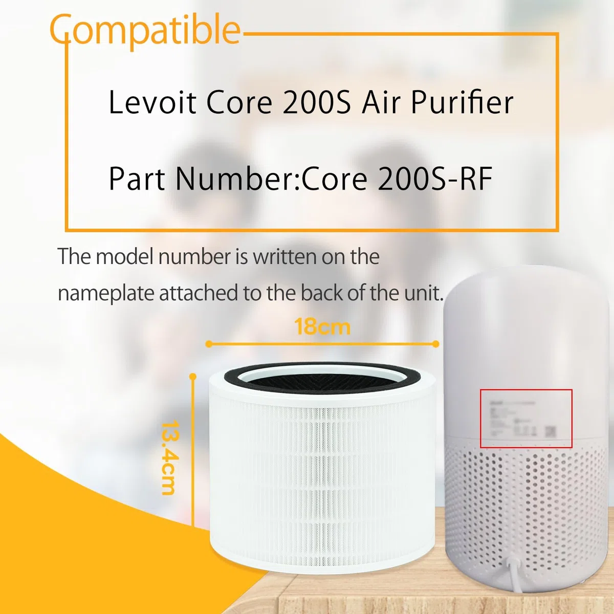 2 filtros de repuesto para purificador de aire LEVOIT Core 200S, filtro de repuesto 3 en 1 H13-True HEPA core 200-RF