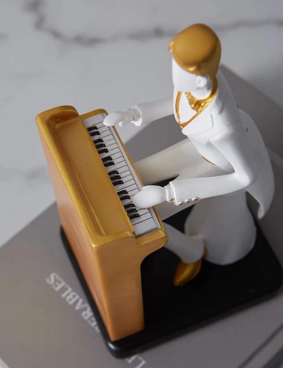 HAUCOZE Adorno Musical Estatua de Músico Escultura Piano Figura Modern Decoración Arte Hogar Regalo para Salón Comedor Oficina 22cm