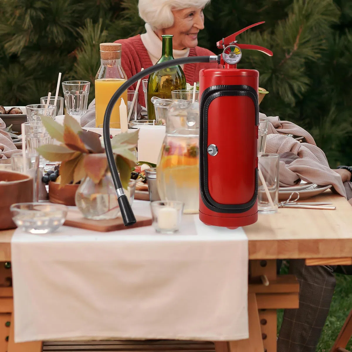 Tofficu Soporte Plástico Botellas de para en de Extintor Vino Forma Organizador de Vino de Hierro Resistente y para Cenas y Fiestas