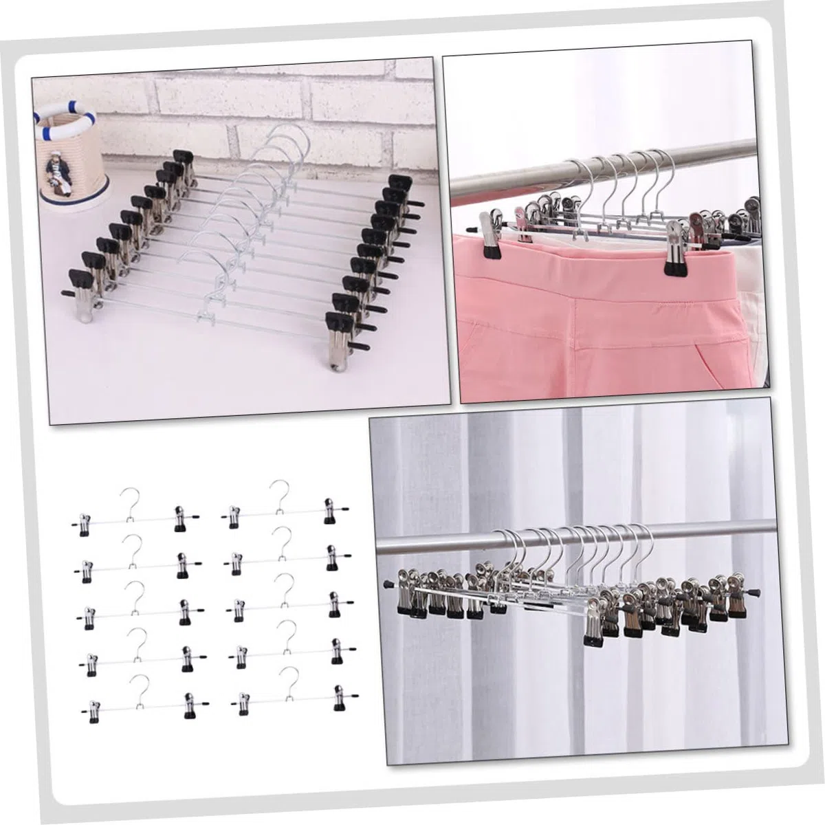 Perchas de ropa que ahorran espacio, perchas, 40 piezas de perchero de metal para pantalones, perchas de metal para pantalones con pinzas, perchas con pinzas para pantalones, perchas para ropa suelta,