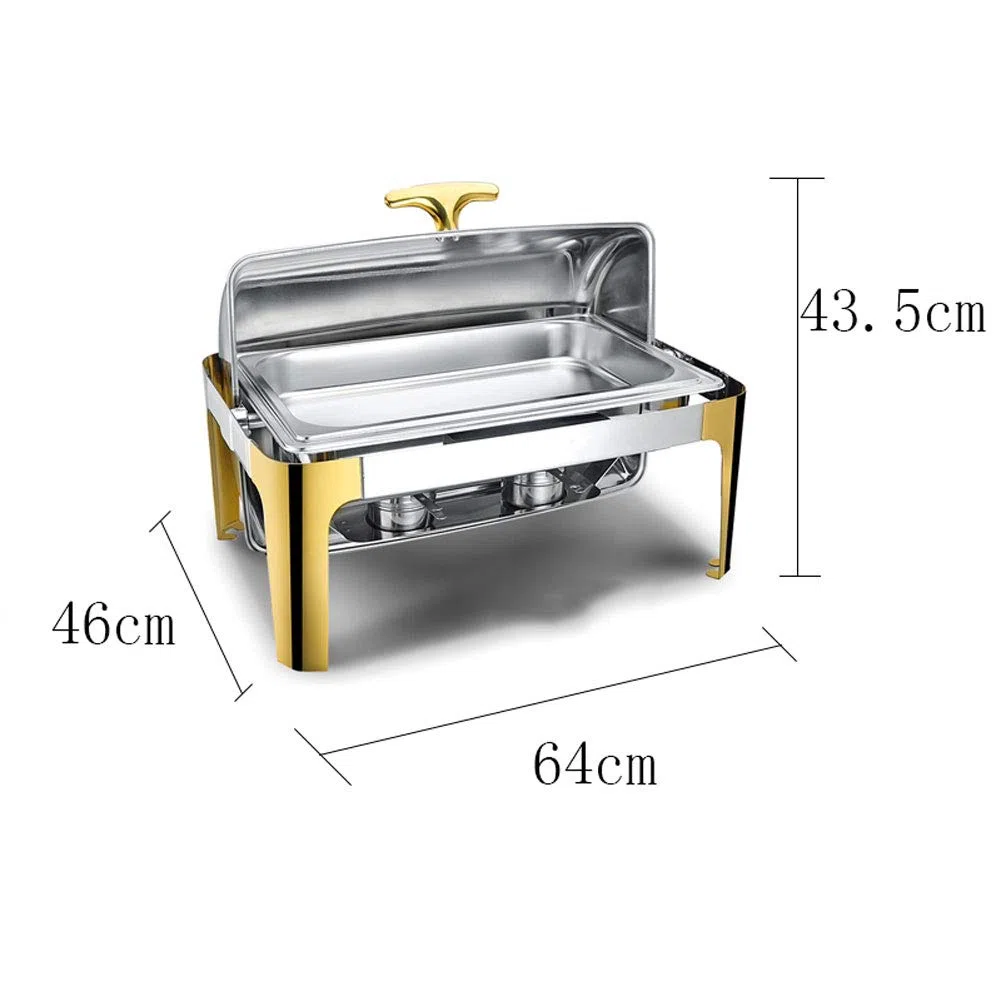 Juego de platos de acero inoxidable, calentador de buffet para bodas, fiestas, banquetes, catering, incluye 3 platos para servicio de alimentos y eventos