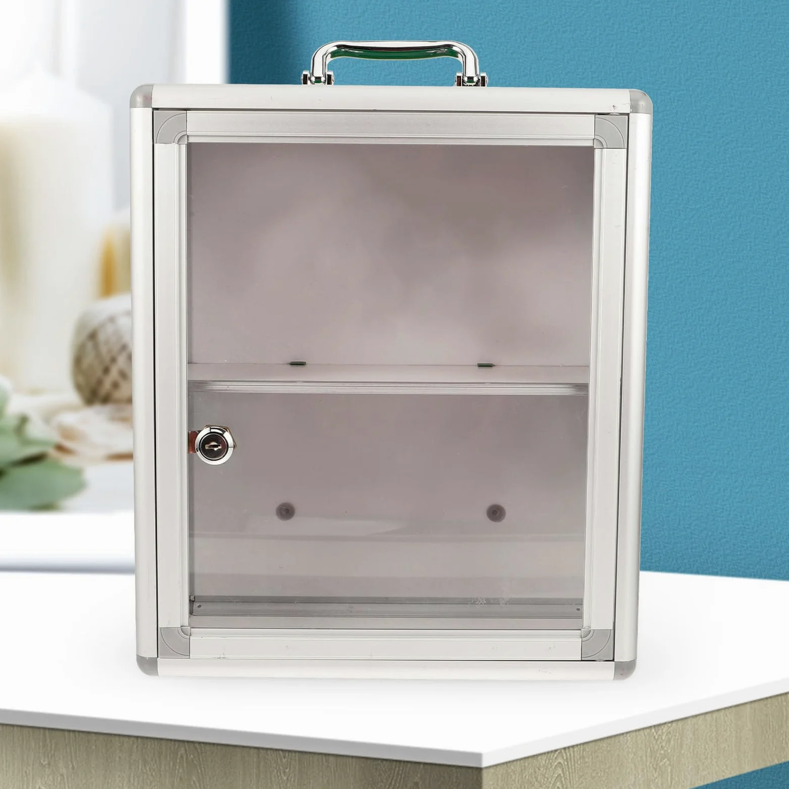 DOITOOL Gabinete Puerta Transparente de Primeros Auxilios Montado en Pared Gran Capacidad y para Almacenamiento y Organización Hogar y Casilleros