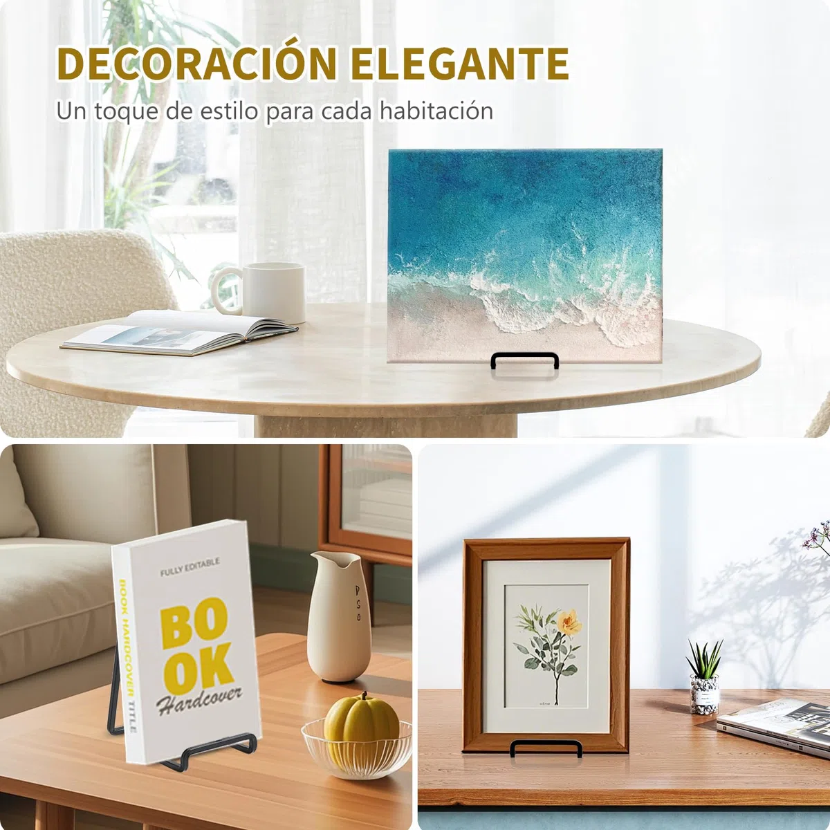 Soporte Platos Mesa Caballete Expositor - 4 Piezas Soportes para Platos Decorativos - Soporte de Placa para Exhibicion - Caballetes de Hierro Negro Para Marcos de Fotos | Libros | Arte - 6 Pulgadas
