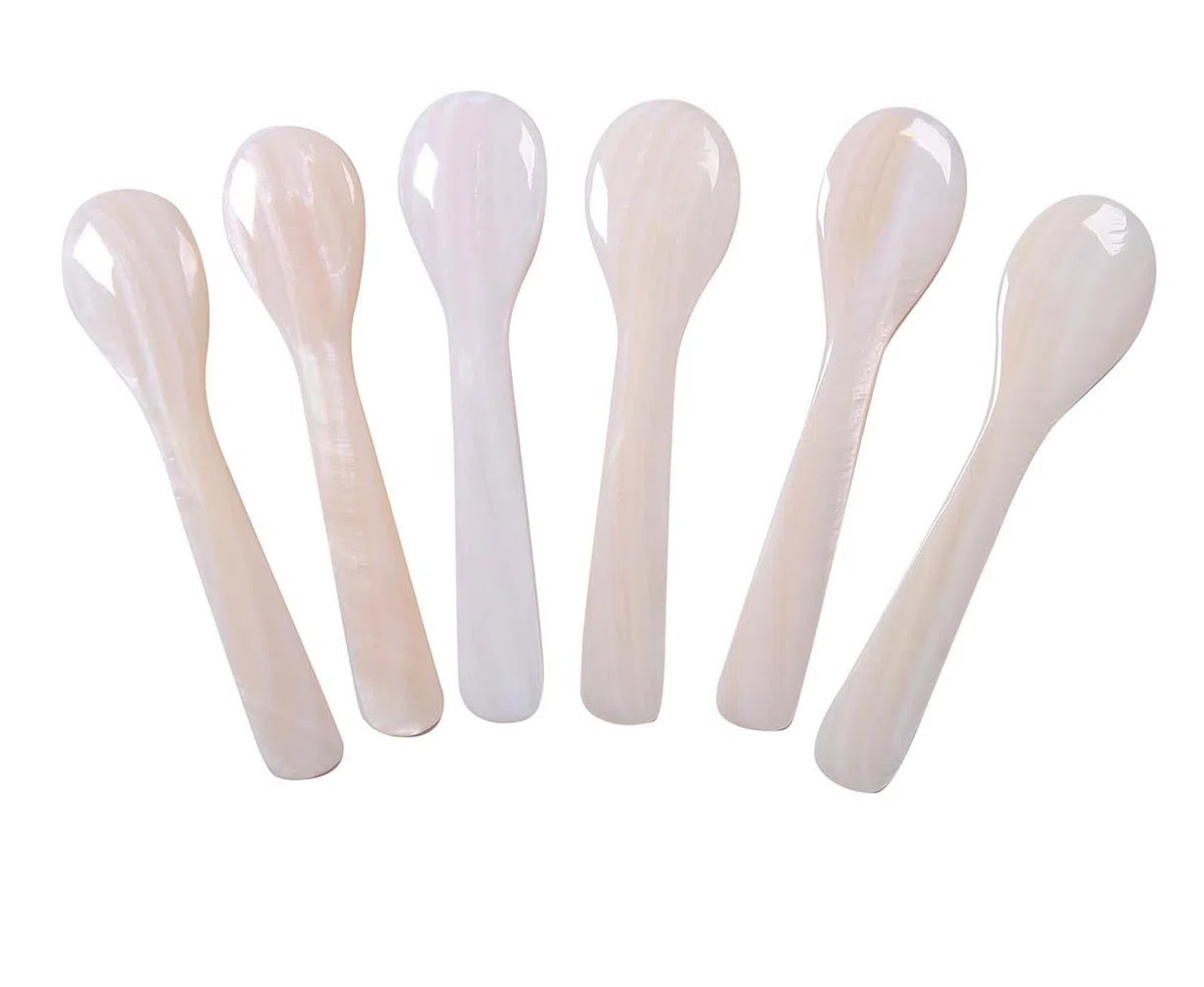 Marycrafts Juego De 6 Cuchara De Concha De Nácar Para Caviar Huevos Pescado