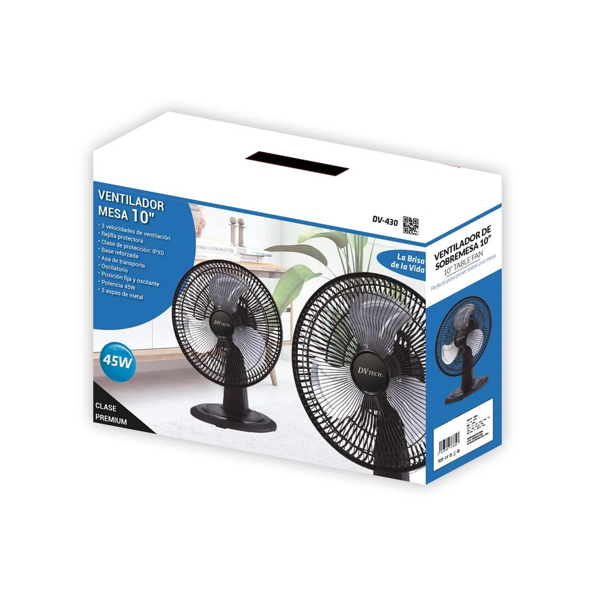 PRESENTA VENTILADOR DE MESA 10", CLASE PREMIUM, Potente acabados metálicos. Rejilla de protección - Diseño metal negro estilo retro - Para oficina sala de estar dormitorio.