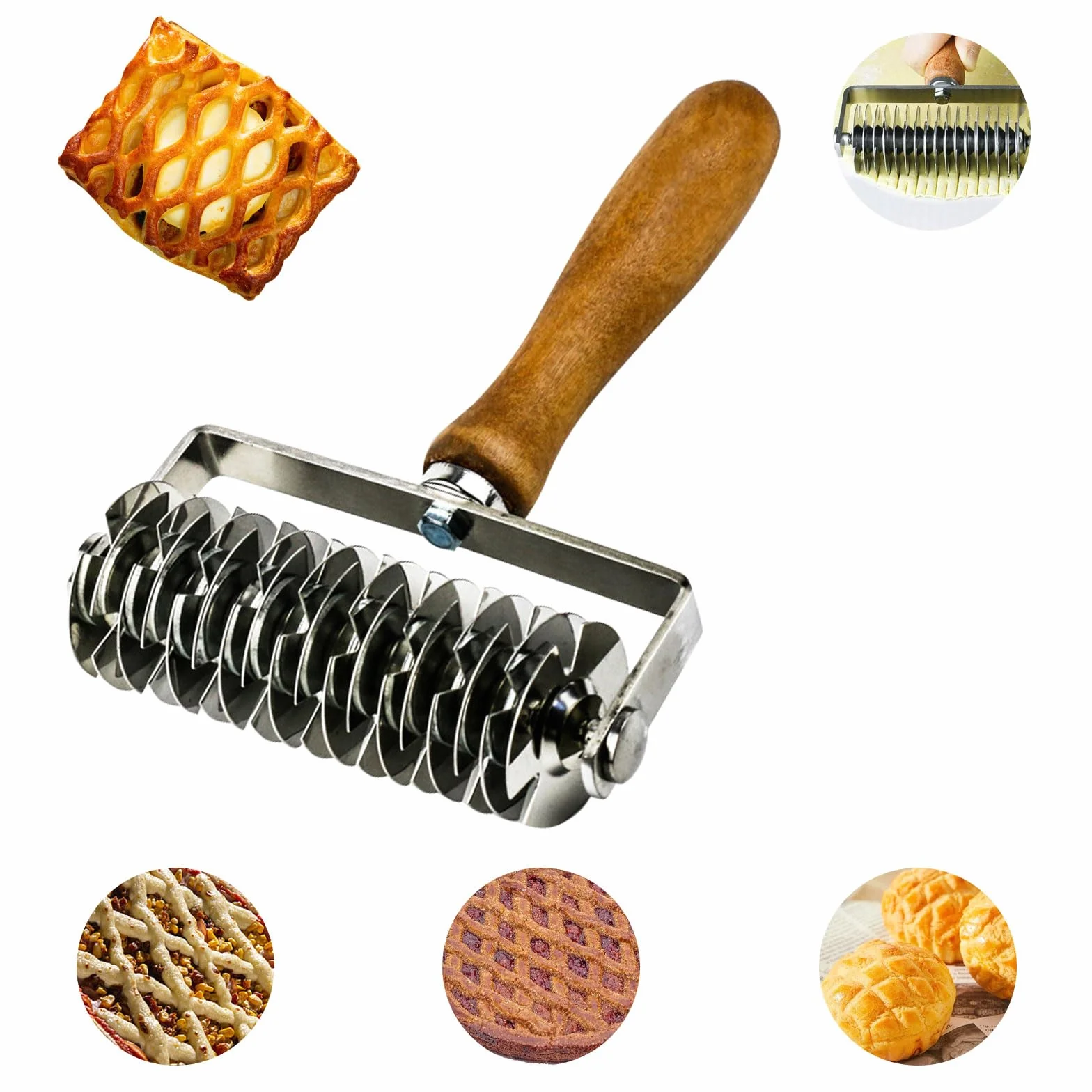 Rodillo Cortador Hojaldre, Cortador De Hojaldre Enrejado Longitud: 20,5 Cm Rodillo Rejilla Hojaldre Rodillo Para Enrejado De Masa Ideal Para Empanadas, Hojaldres, Pasteles