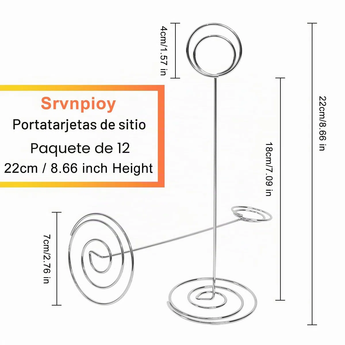 12 Piezas Soportes para Números de Mesa para Bodas (Plata) 22cm Soportes para Tarjetas de Nombre de Foto, Soporte para Tarjetas Memo de Lugar para Fiestas, Titular de Número Foto Notas