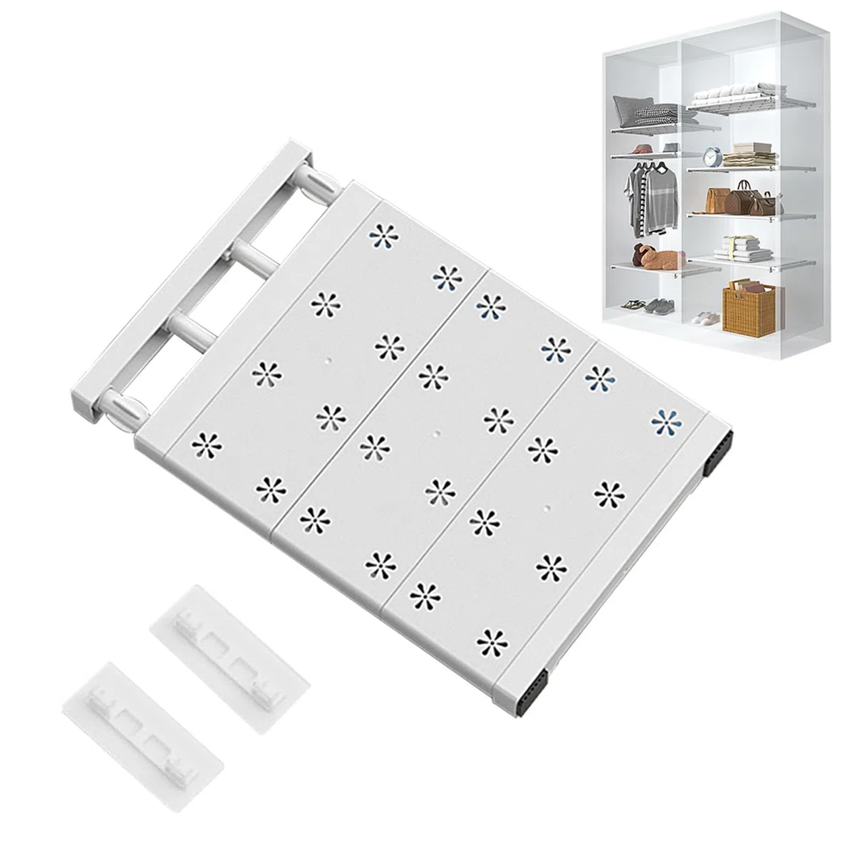 Estantería para armario interior, estante extraíble, estantes extensibles, estantes ajustables para armario, armario, baño, organizador, 35 cm de ancho, longitud ajustable 38-60 cm