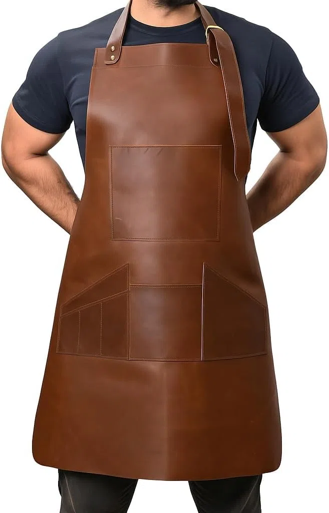 Delantal de cuero hecho a mano de la India, regalo para entusiastas de la cocina, artesanía de calidad de chef