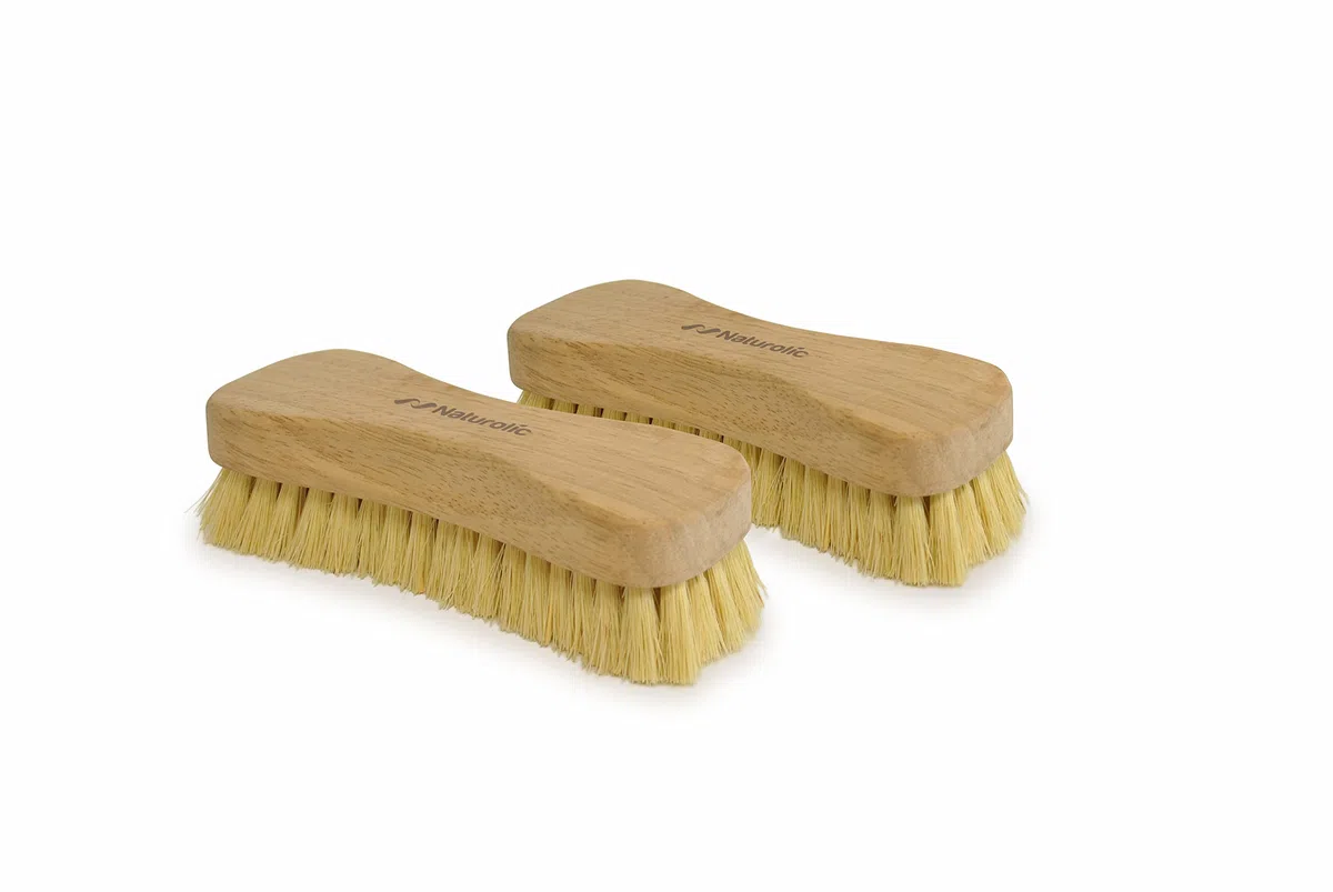 Juego de cepillos de madera natural para fregar | Mango de madera | Cerdas Tampico | Productos de limpieza ecológicos | Paquete de 2