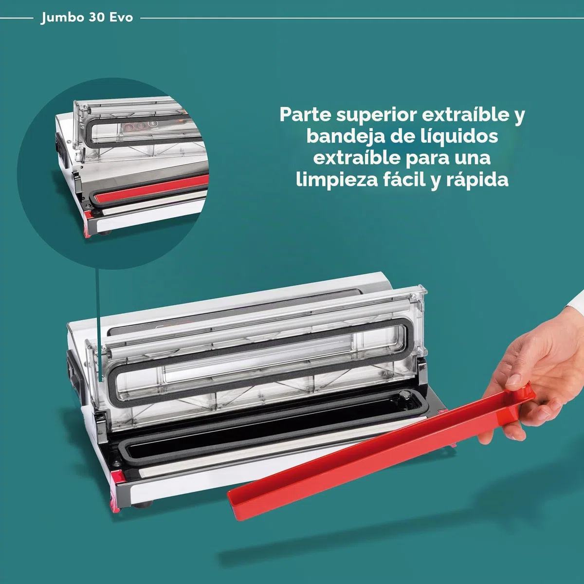 Magic Vac Jumbo 30 Evo, Máquina Envasadora al Vacío Profesional de Alimentos en Acero Inoxidable para Bolsas de Vacío y Contenedores