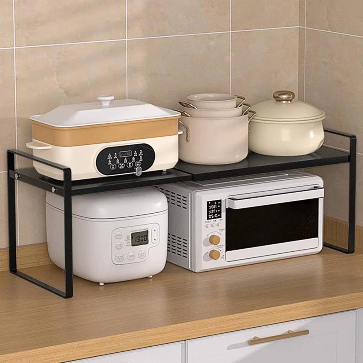 Organizador Cocina Expandible 35-65cm Extensible Estanteria Kitchen Encimera, Prateleiras Arrumação Cozinha para Spice, Organizador de Mostrador Estante de Armarios para Especias y Alimentos