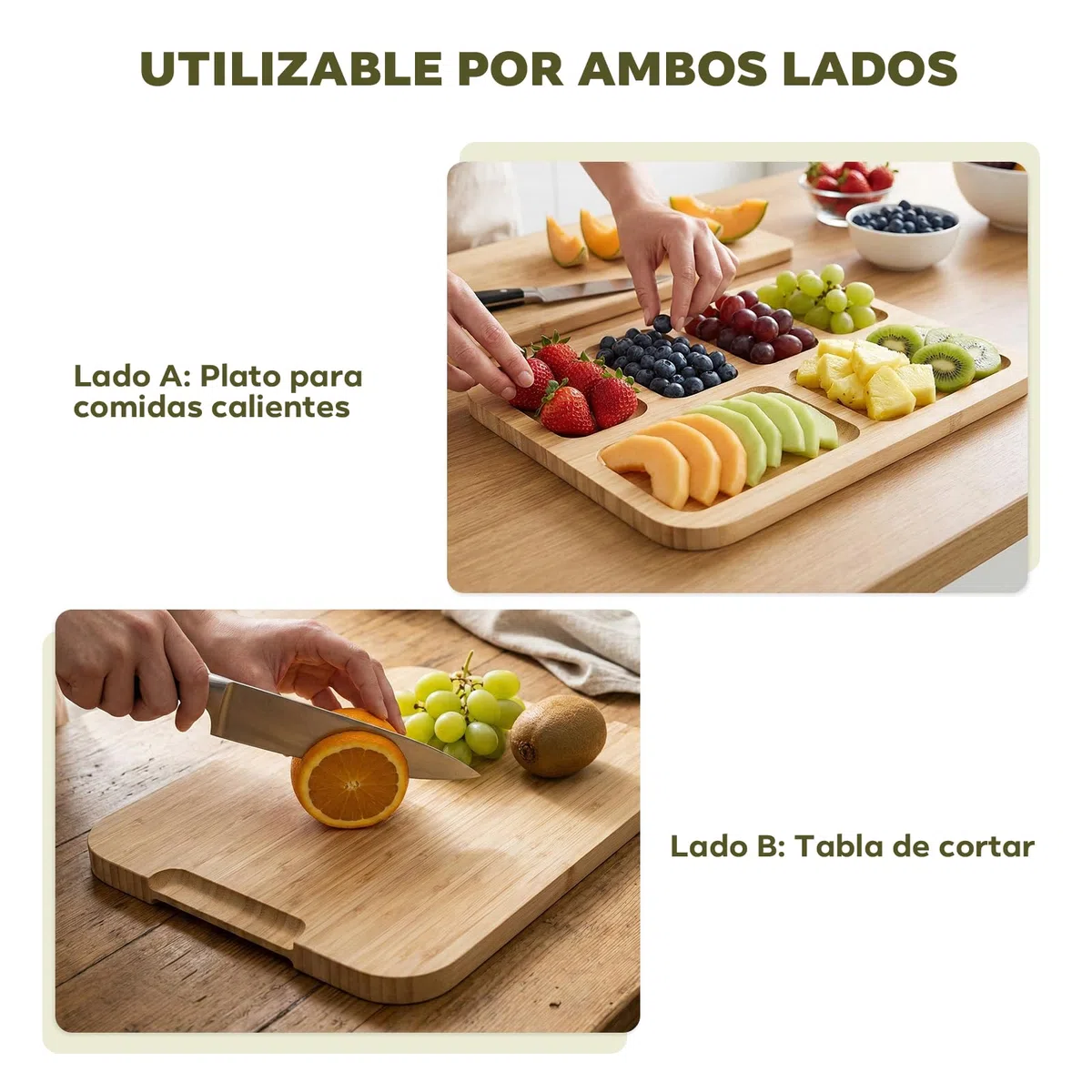 Tabla de Charcutería con Tapa – Bandeja para Quesos Portátil con 6 Compartimentos, Tabla de Madera de Bambú – Ideal para Picnic, Brunch y Viajes