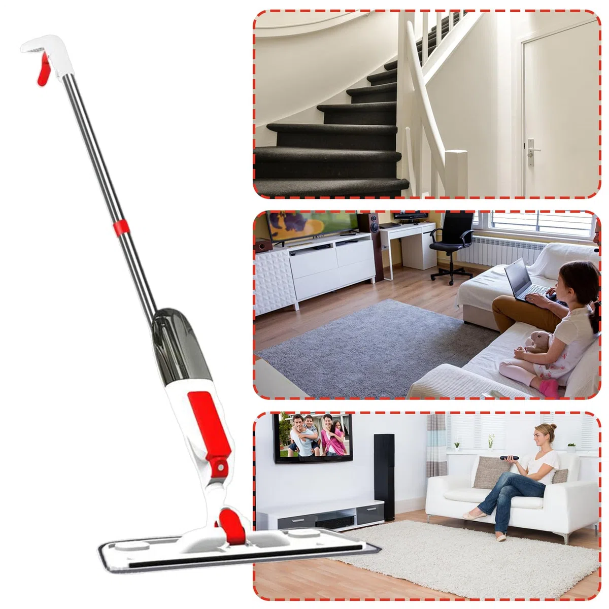 Mopas Spray Mopa con Pulverizador Lavable, De Precisión Y Sin Necesidad De | Limpiador De Suelos Húmedo Seco Para El Baño, Garaje, Salón, Hogar Y Apartamento