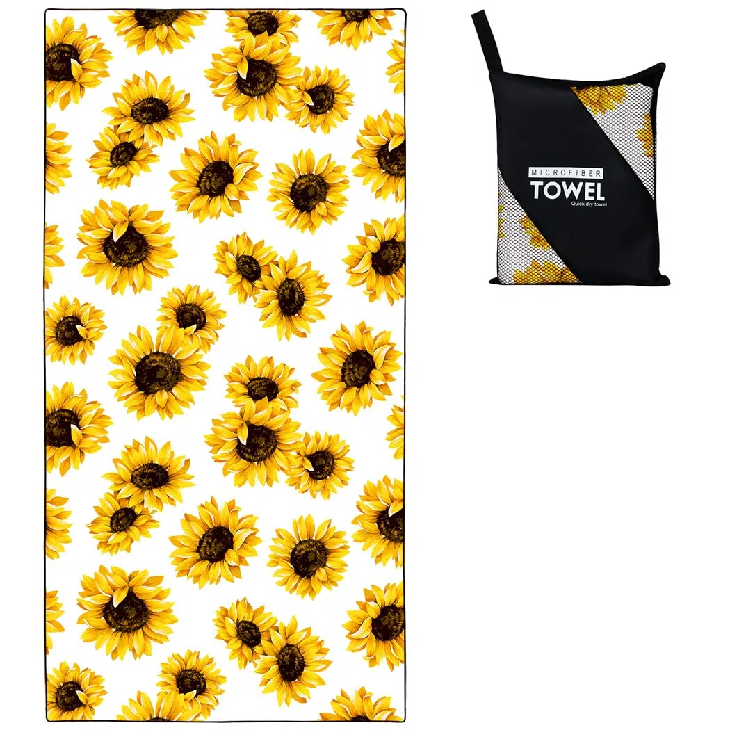 Toalla de playa de girasol de gran tamaño de 36 x 72 pulgadas, secado rápido, sin arena, toallas de baño amarillas para piscina, camping, viajes