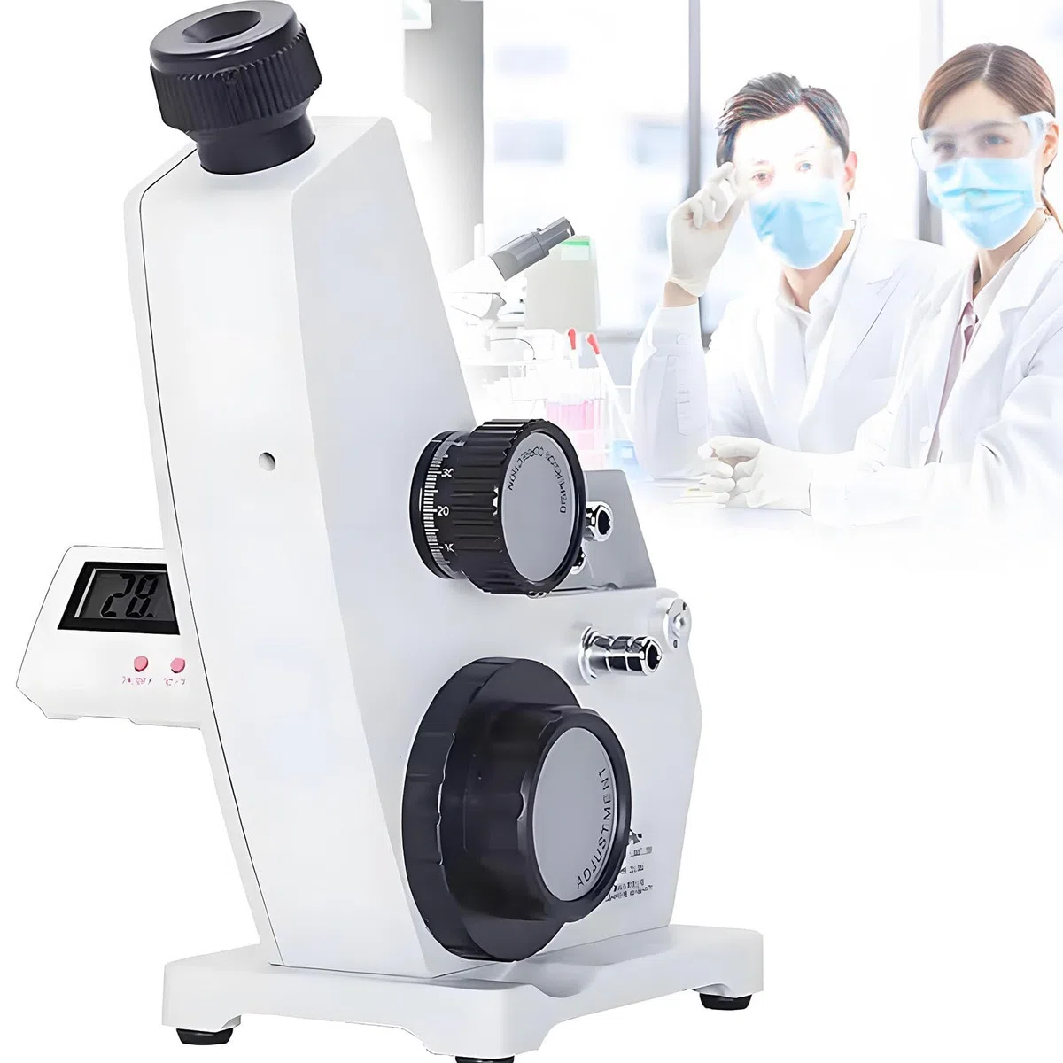 Refractómetro monocular Abbe, 1.3000-1.7000 ND, medición Brix del 0-95%, precisión 0.0002, con termómetro digital, para laboratorio y educación científica