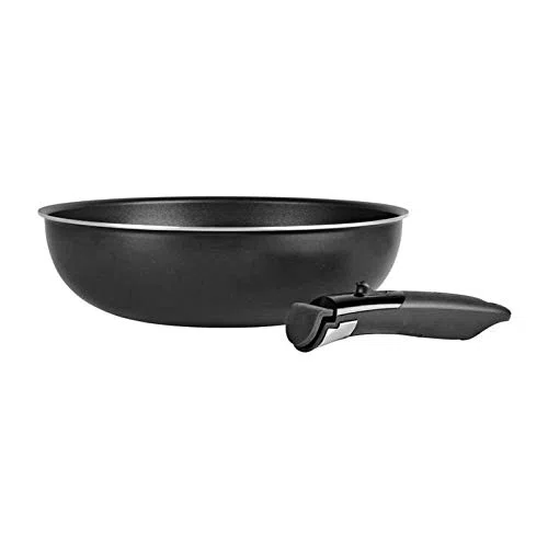 Sitram 713777 - Wok aluminio Ø 28 cm – Color negro – Mango extraíble SITRAMOVIBLE – Todos los fuegos incluyendo inducción – Revestimiento negro antiadherente sin PFOA
