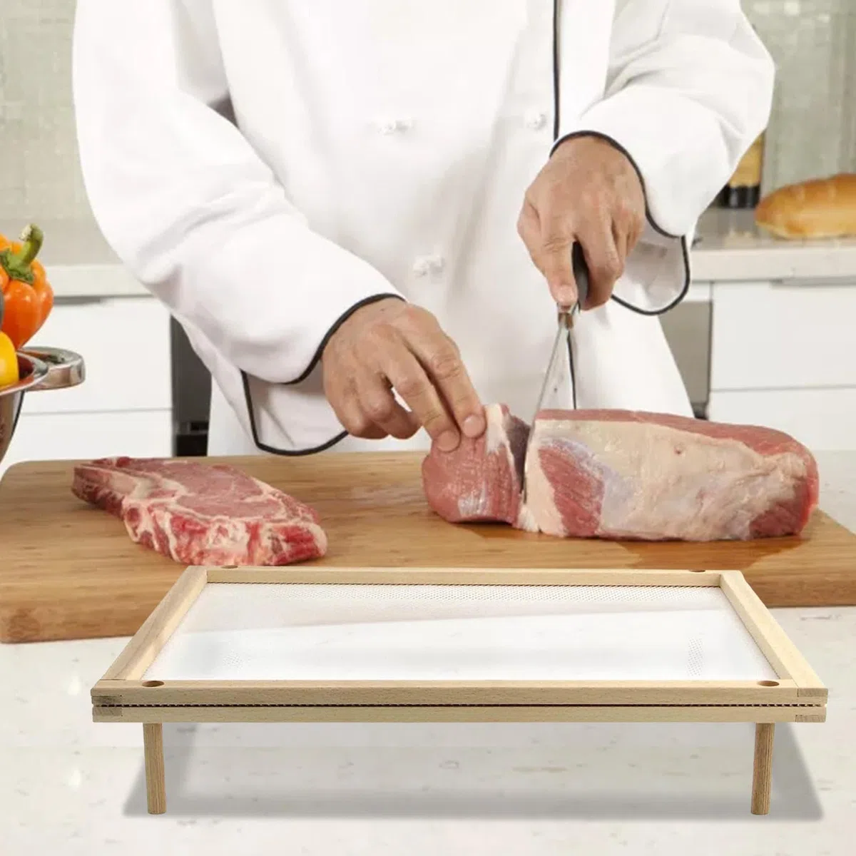 Puerta De Secado De Secado De Madera De Temporada - Estante Desmontable De | Almacenamiento De Frutas Abierta Con Red Para Deshidratación | Diseño De Circulación De Aire Para Una Eficaz