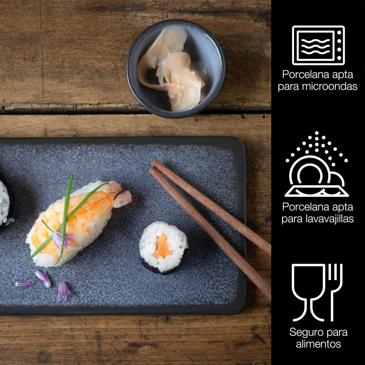 Moritz & Moritz Vajilla Sushi - Platos Sushi Ceramica - Plates Set 10 Piezas para 2 Personas - Plato Sushi con Palillos Soporte de Palillos Cuencos para Wasabi