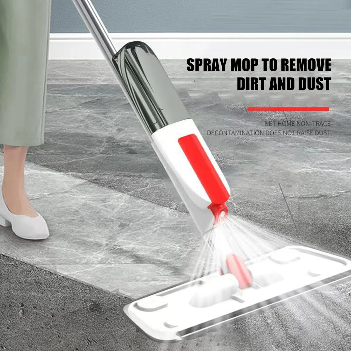 Mopas Spray Mopa con Pulverizador Lavable, De Precisión Y Sin Necesidad De | Limpiador De Suelos Húmedo Seco Para El Baño, Garaje, Salón, Hogar Y Apartamento