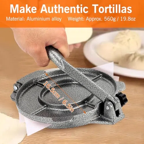 Prensa para Tortillas Manual de Aluminio, Herramienta de Cocina, para Masa de Maíz, Fácil Prensado y Desmoldado