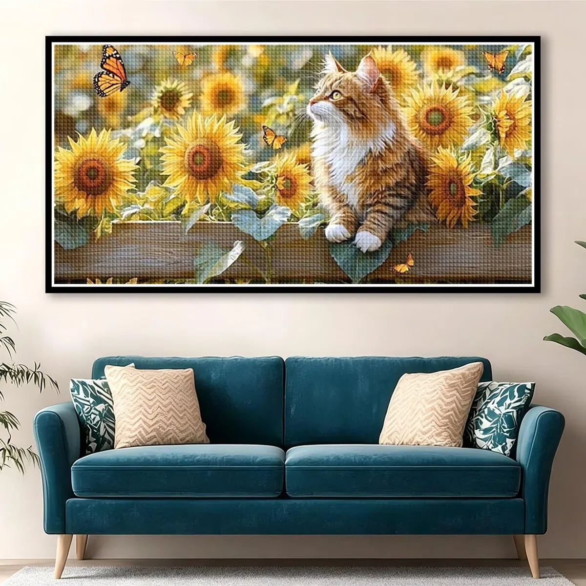 Diamond Painting Adultos Flor Pintura Diamante, Gato Diamond Painting 5D Completo, DIY Cuadrado Cristal Bordado Punto de Cruz Cuadros de Diamantes para Decoracion Hogar, Regalo Mujer 160x80cm 0J-812