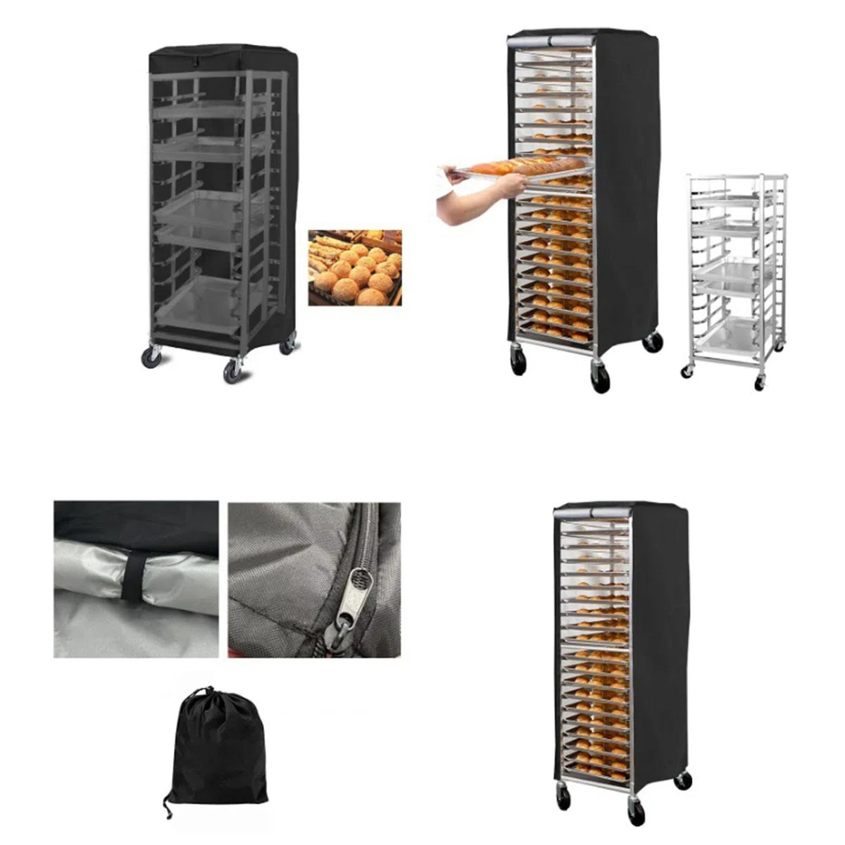 Funda para panadería, a prueba polvo, con cremallera, a prueba polvo, accesorio tela Oxford negra para procesamiento alimentos, hogar, restaurantes, panadería, supermercados