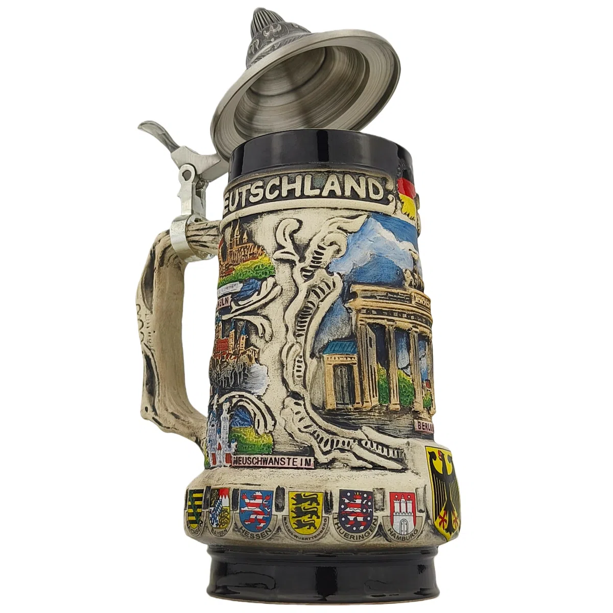 Jarra de cerveza con tapa, 0,7 l, diseño tradicional de Alemania, para casa, colección y festival de cerveza, idea de regalo para hombres, papá y amantes de la cerveza