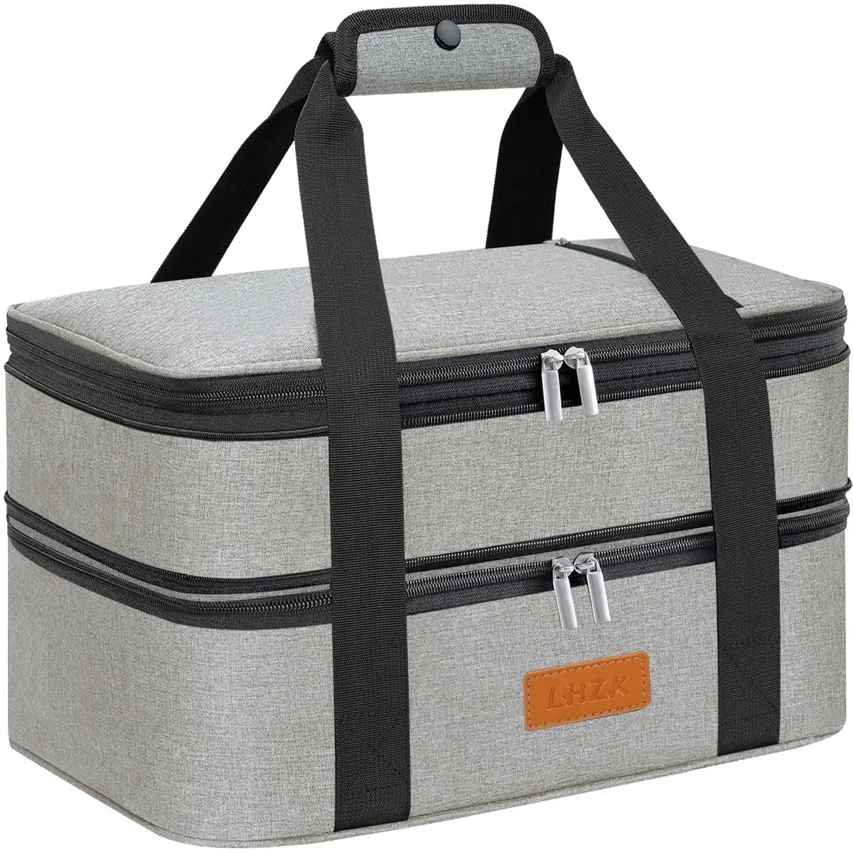 LHZK Cacerola aislada de doble piso para alimentos calientes o fríos, transportador de alimentos calientes expandible, picnic, playa, se adapta a bandeja para hornear de 11 x 15 o 9 x 13 pulgadas